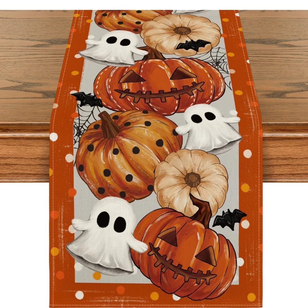 Halloween Pumpkin and Ghost Table Runner
